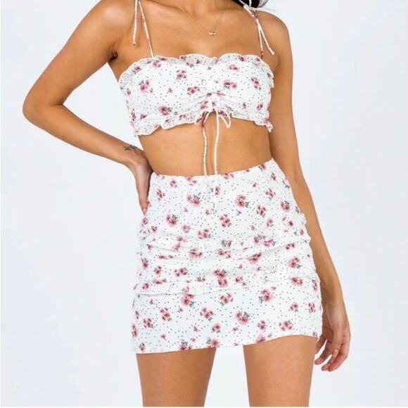 Princess Polly Skirt Adelina Mini Floral White Size 4 - Picture 1 of 7